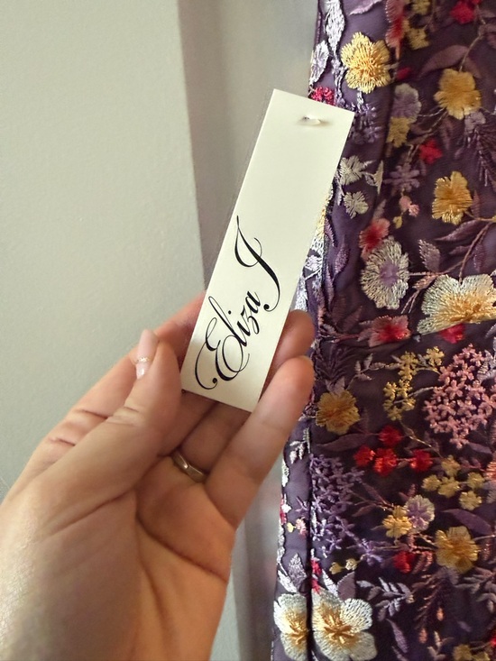 Eliza J Purple Floral Embroidered Dress